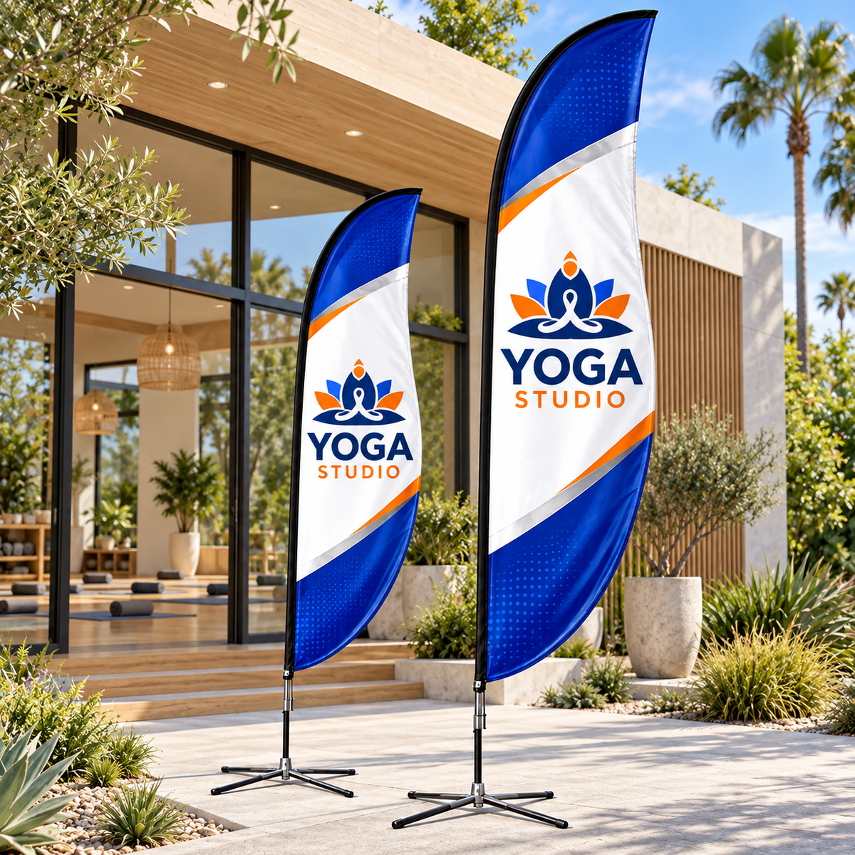 A medida: Banderas publicitarias para yoga y bienestar. Vista 1 del producto.