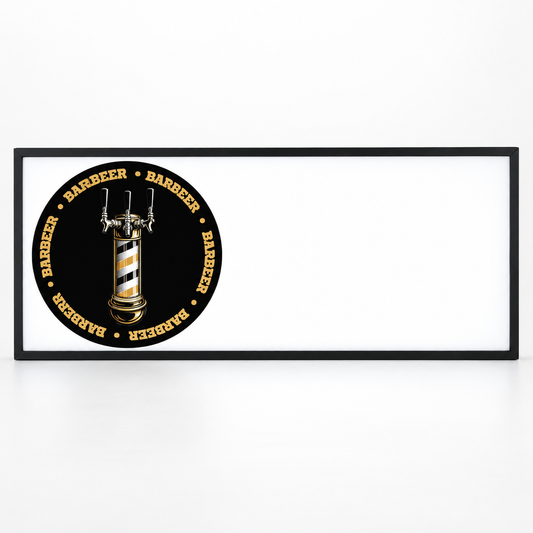 BARBEER Outdoor LED Information Board | 48 × 96 in. AI-generated branding mockup; final proof approved before production.